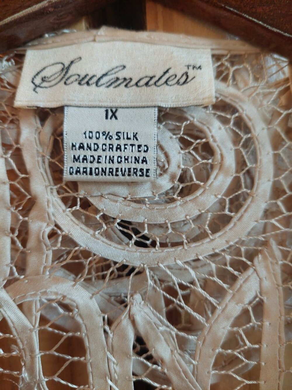 Soulmates Two Piece Silk, Lacework, Beaded Dress and Jacket, Cream color size xl - Picture 2 of 11